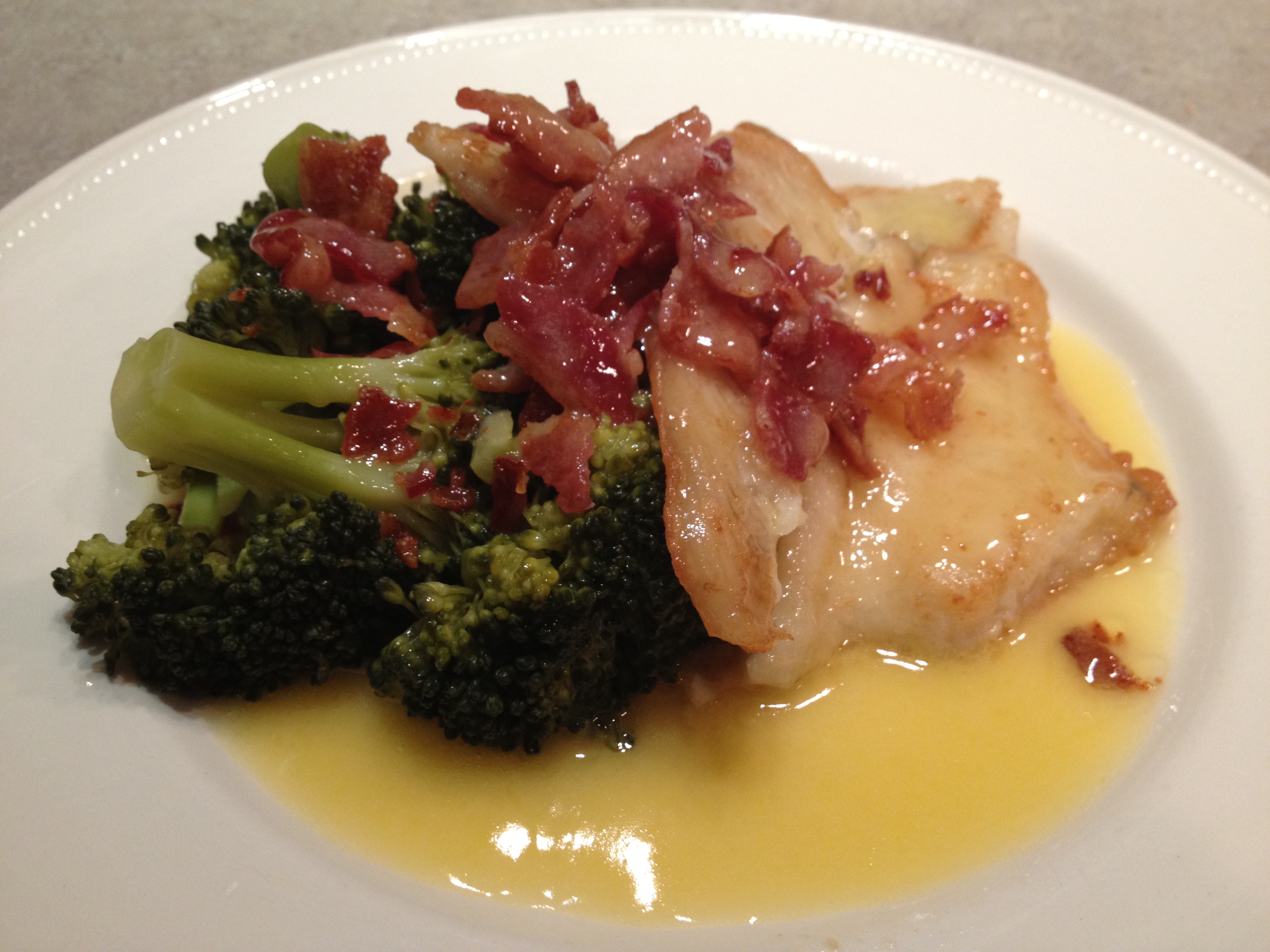 ... Flounder with Broccoli topped with an Apple Lemon Beurre Blanc